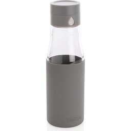 Ukiyo glazen hydratatie-trackingfles met sleeve -grijs