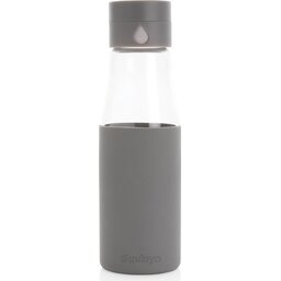 Ukiyo glazen hydratatie-trackingfles met sleeve -grijs - recht