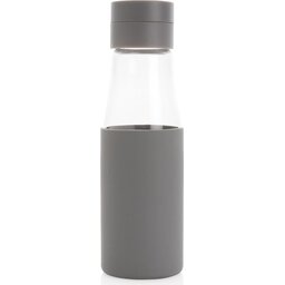 Ukiyo glazen hydratatie-trackingfles met sleeve -grijs - zijkant
