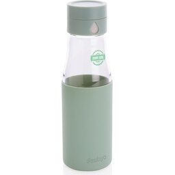 Ukiyo glazen hydratatie-trackingfles met sleeve -groen-gepersonaliseerd