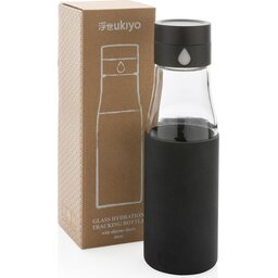 Ukiyo glazen hydratatie-trackingfles met sleeve -zwart - verpakking
