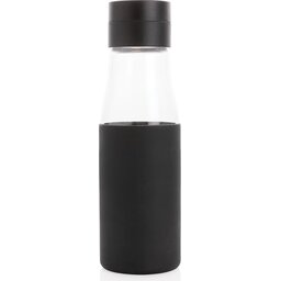 Ukiyo glazen hydratatie-trackingfles met sleeve -zwart - zijkant