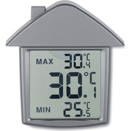 Weerstation met klok in vorm van huis