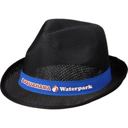Zwarte Trilby hoed met gekleurd lint naar keuze bedrukken