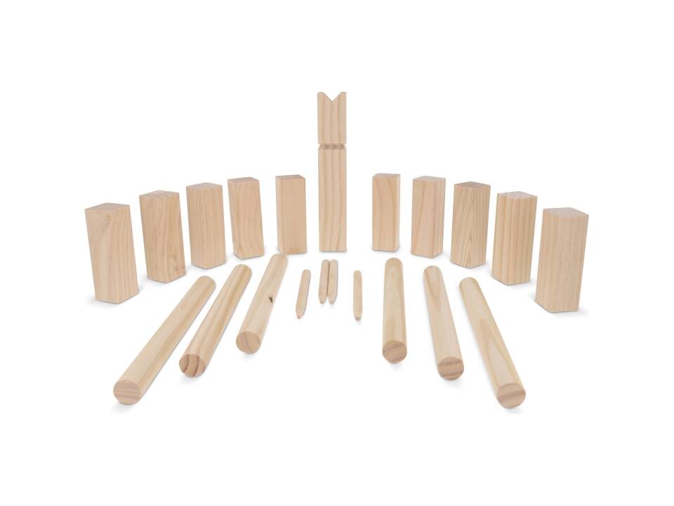 Houten Kubbspel in katoenen pouch 3