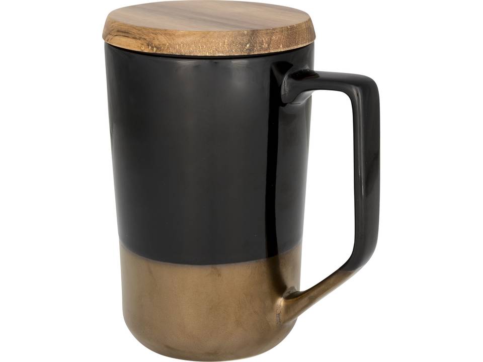 Thee of koffiemok met houten deksel - 470 ml 5