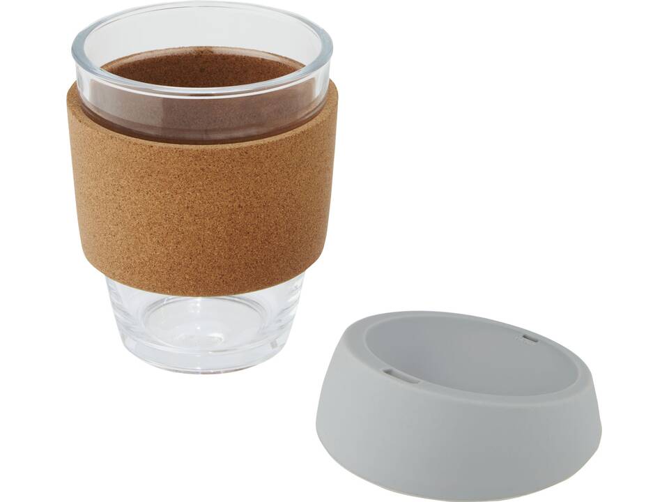 Lidan borosilicaat glazen beker met kurken grip en siliconen deksel - 360 ml 16
