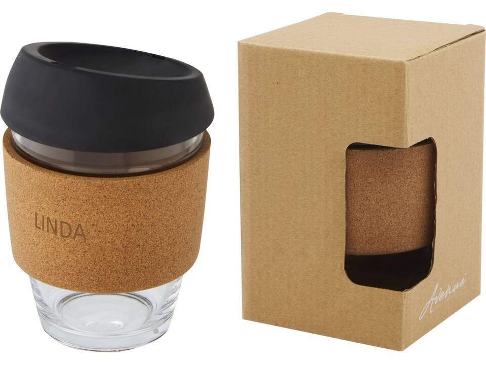 Lidan borosilicaat glazen beker met kurken grip en siliconen deksel - 360 ml 20