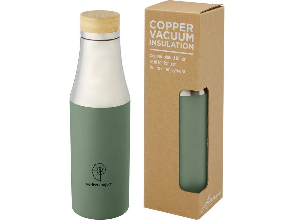 Hulan koperen vacuüm geïsoleerde roestvrijstalen fles met bamboe deksel - 540 ml 17