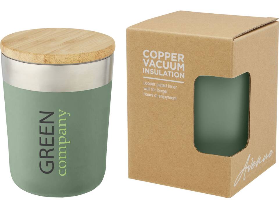 Lagan koperen vacuüm geïsoleerde beker - RVS + Bamboe - 300 ml 18