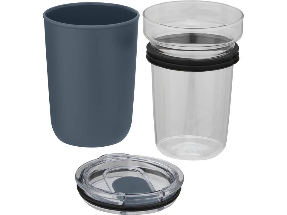 Bello glazen beker met buitenwand van gerecycled plastic - 420 ml 11