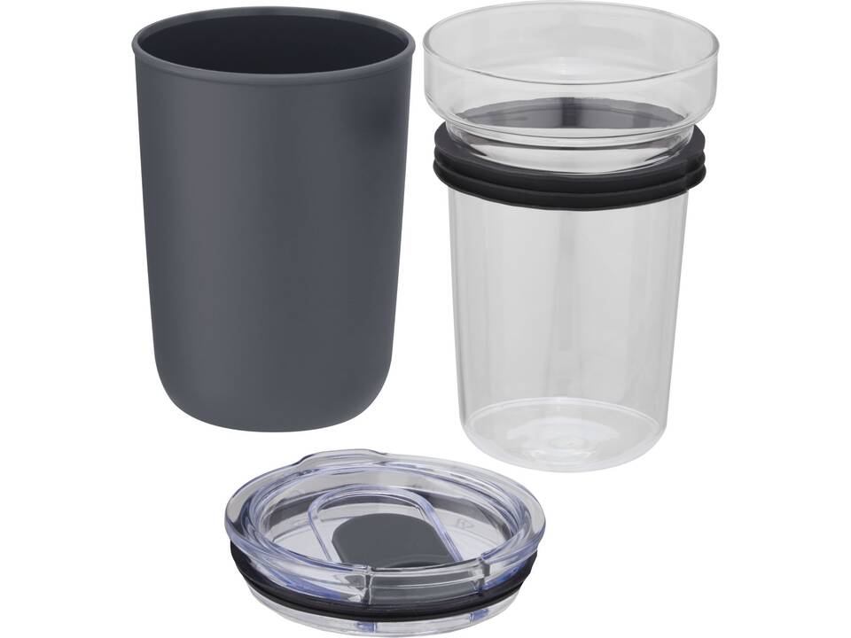 Bello glazen beker met buitenwand van gerecycled plastic - 420 ml 23