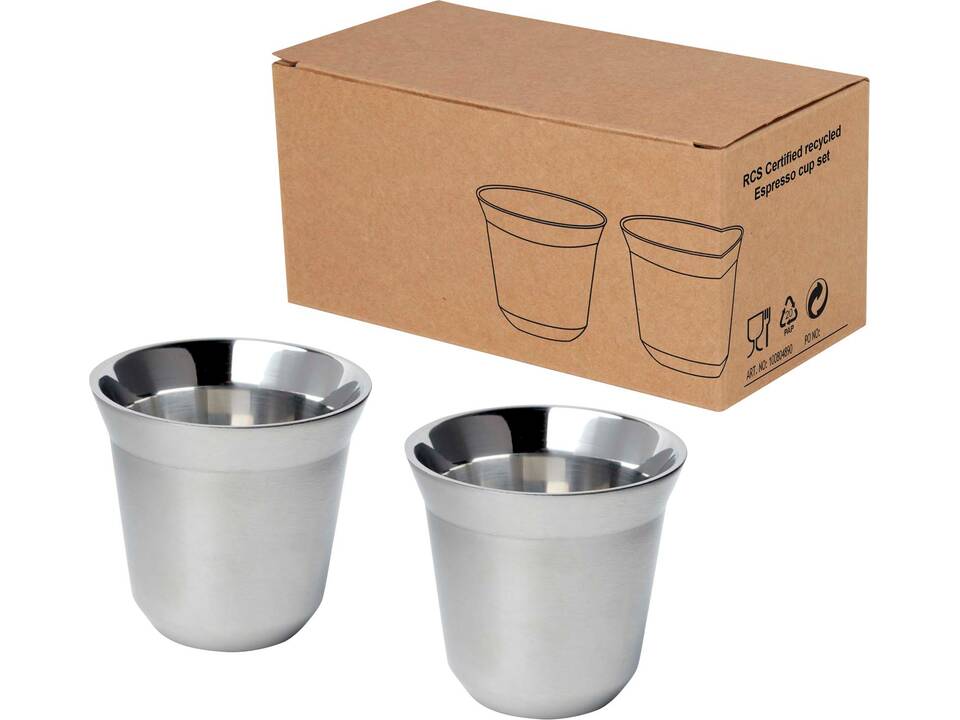 Duo 80 ml RCS gecertificeerde roestvrijstalen espressokopjesset