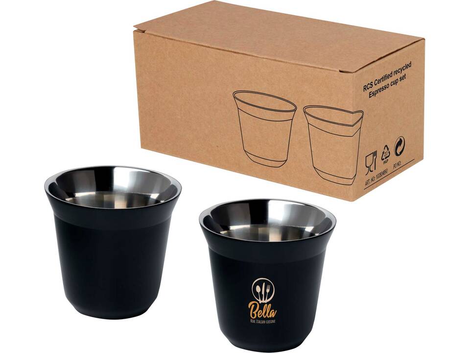 Duo 80 ml RCS gecertificeerde roestvrijstalen espressokopjesset 7