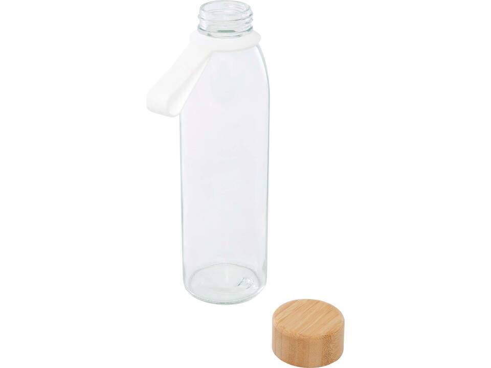 Porto 500 ml glazen waterfles met siliconen handgreep en bamboe deksel 3