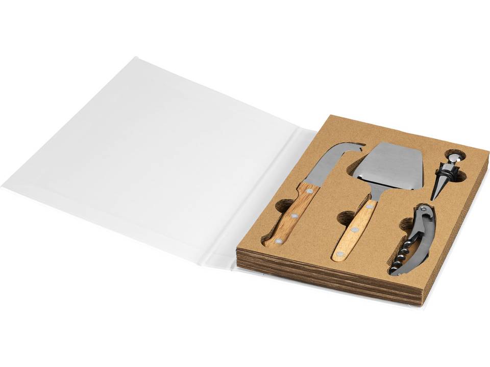 4 delige wijn en kaas cadeauset 4