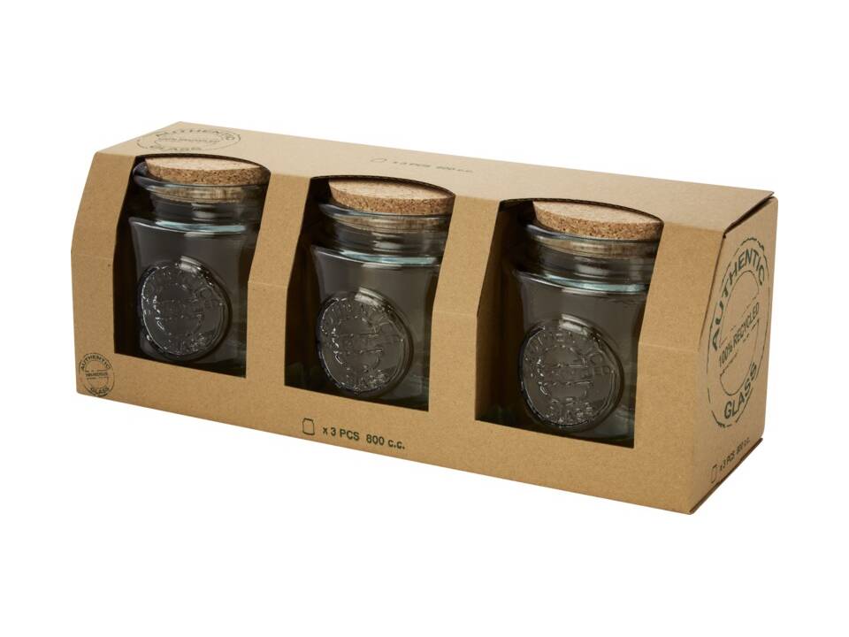 Aire driedelige pottenset van gerecycled glas - 800 ml 1