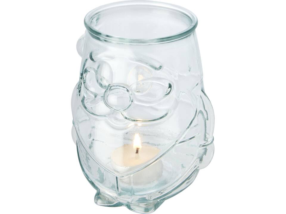 Kerstman theelicht houder van gerecycled glas 4