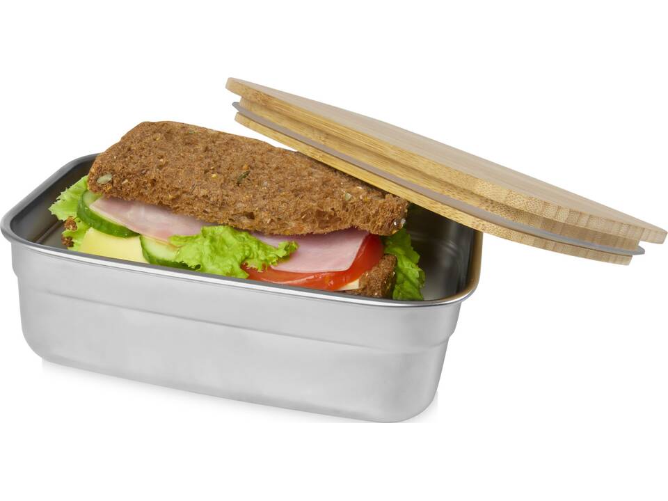 RVS lunchtrommel met bamboe deksel - 700 ml 4