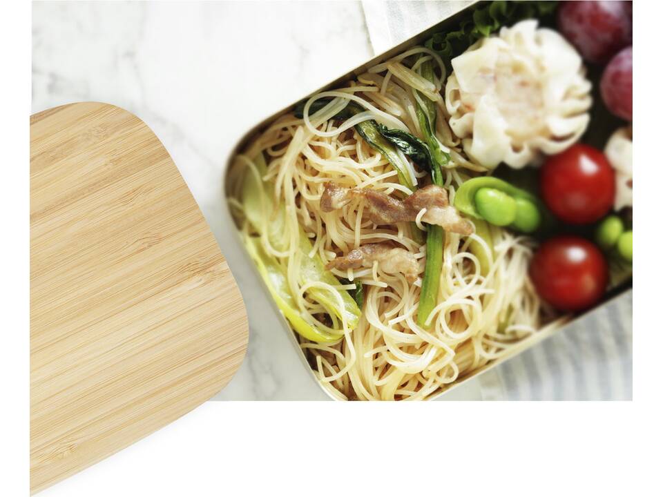 RVS lunchtrommel met bamboe deksel - 700 ml 5