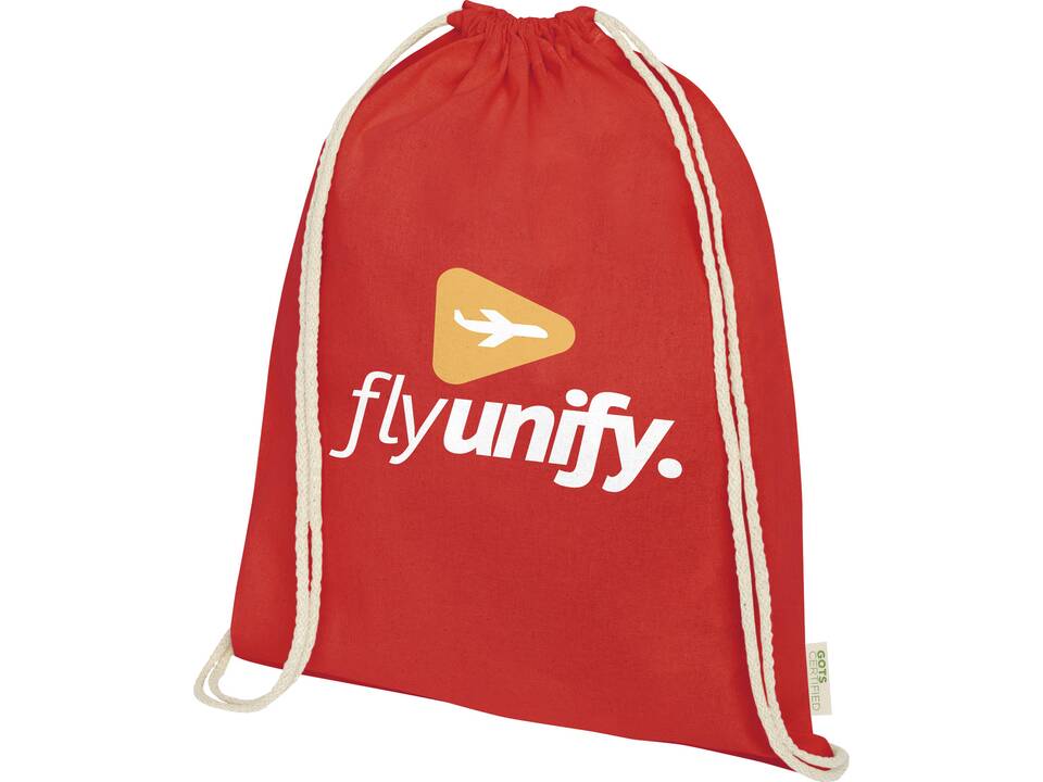 Biologisch katoenen rugzakje met trekkoord sluiting GOTS 20