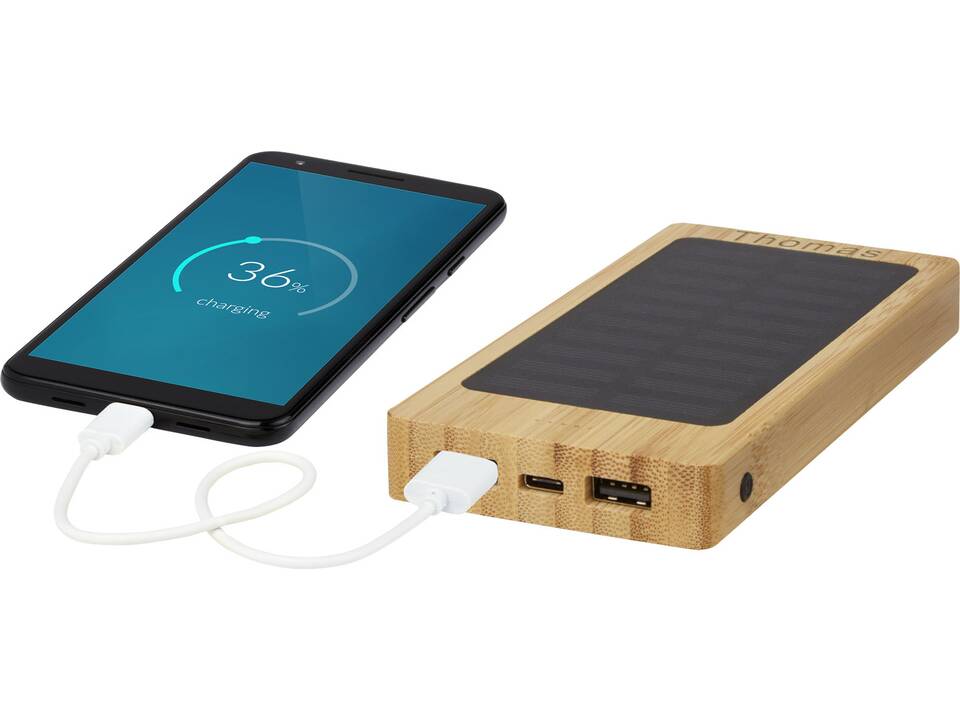 Alata bamboe powerbank op zonenergie - 8000 mAh 3