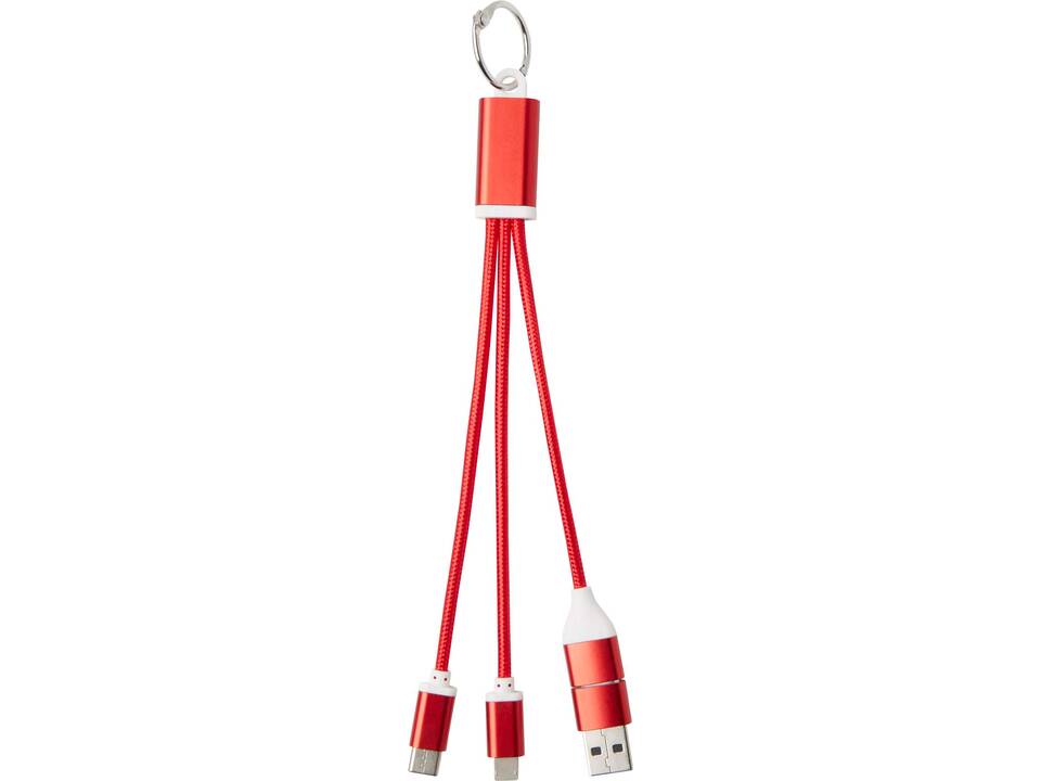 Metal 4-in-1 oplaadkabel van gerecycled aluminium met sleutelhanger 2