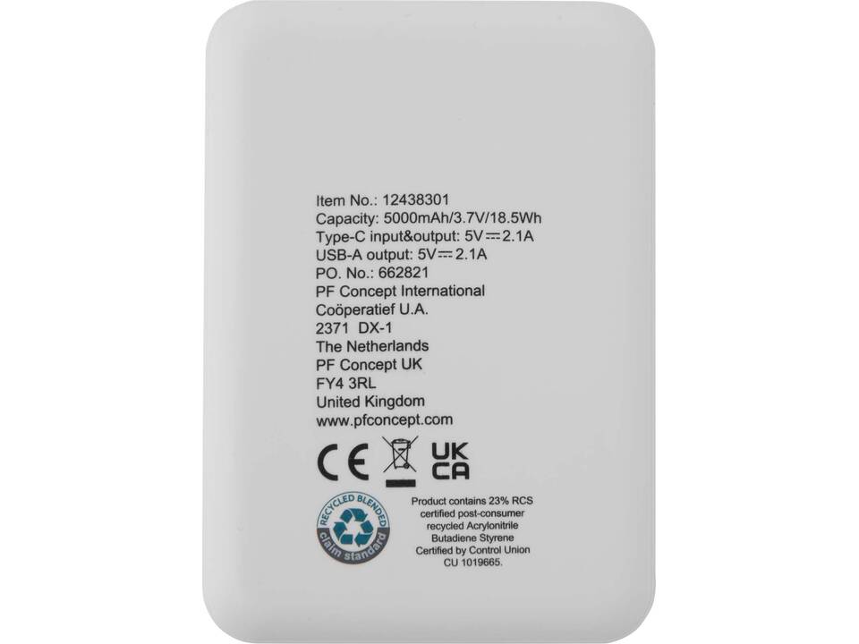 Asama type-C powerbank van 5000 mAh van gerecycled plastic 28