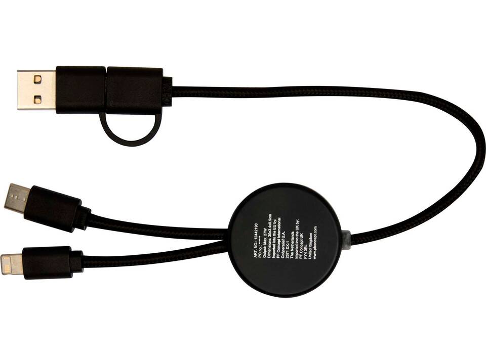 Chechia 5-in-1 30 cm datasynchronisatie- en 27 W snellaadkabel van gerecycled plastic met bamboe 11