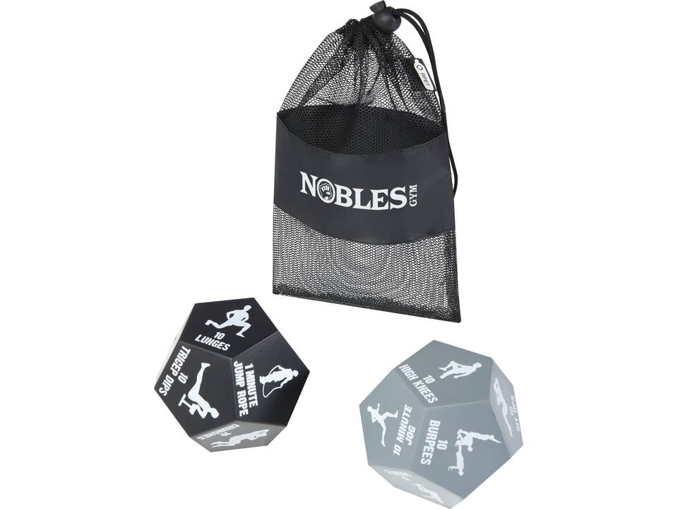 Fitness dobbelspel set in zakje van gerecycled PET 1