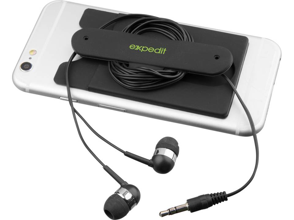 Smartphone kaarthouder met Wired oordopjes 2