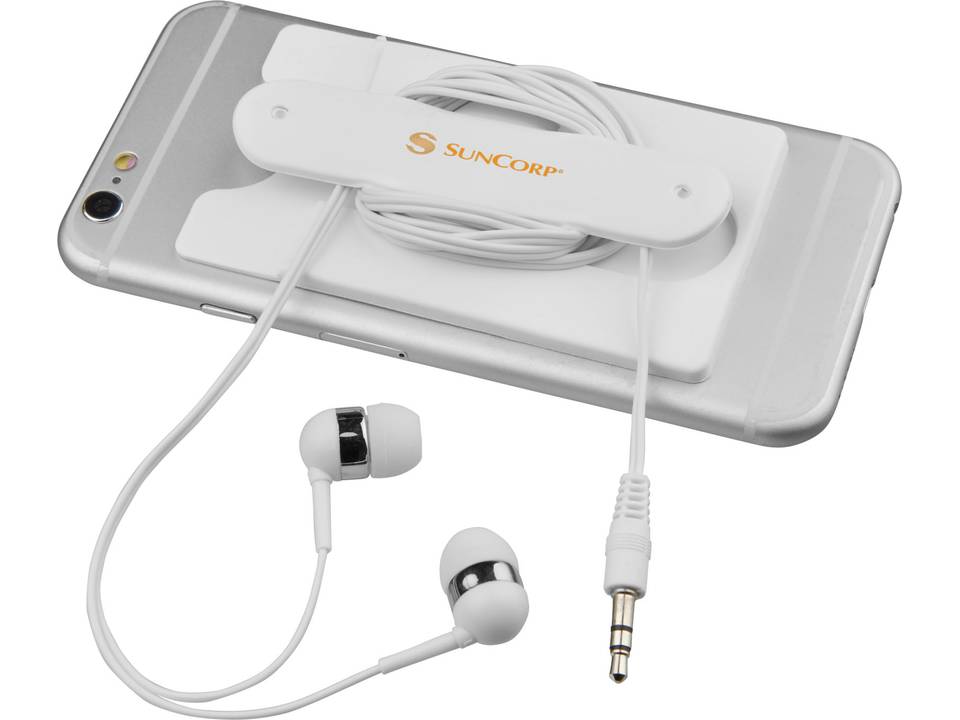 Smartphone kaarthouder met Wired oordopjes 7