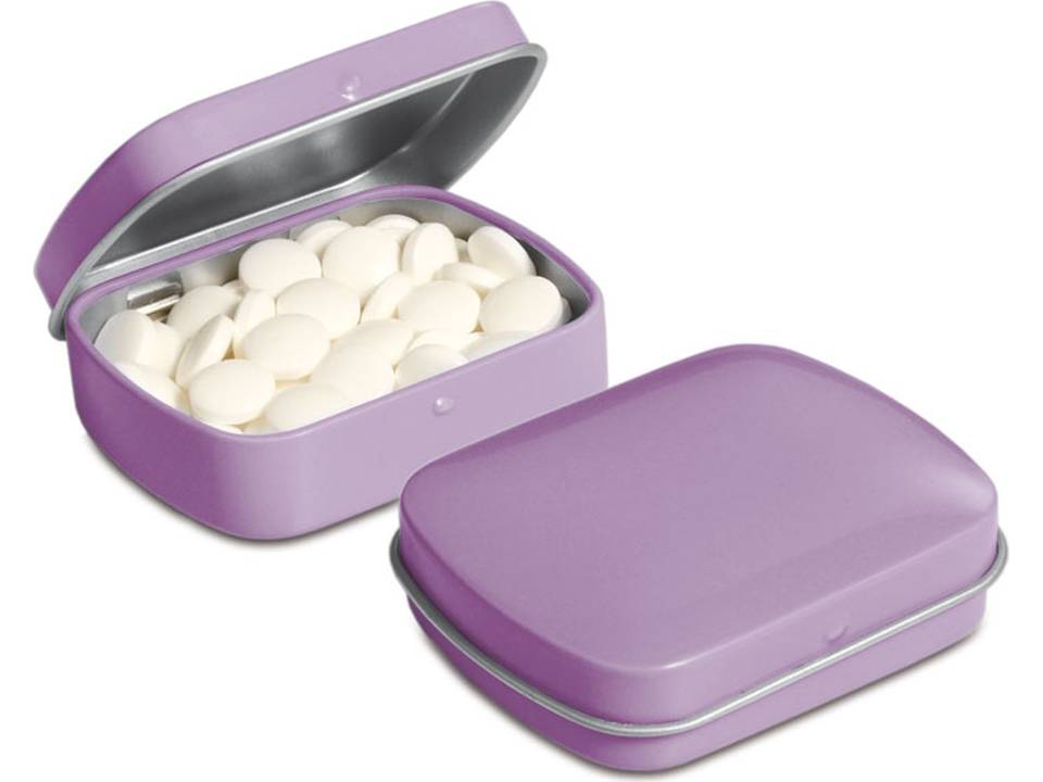 Klein scharnierblikje met mini pepermuntjes 12