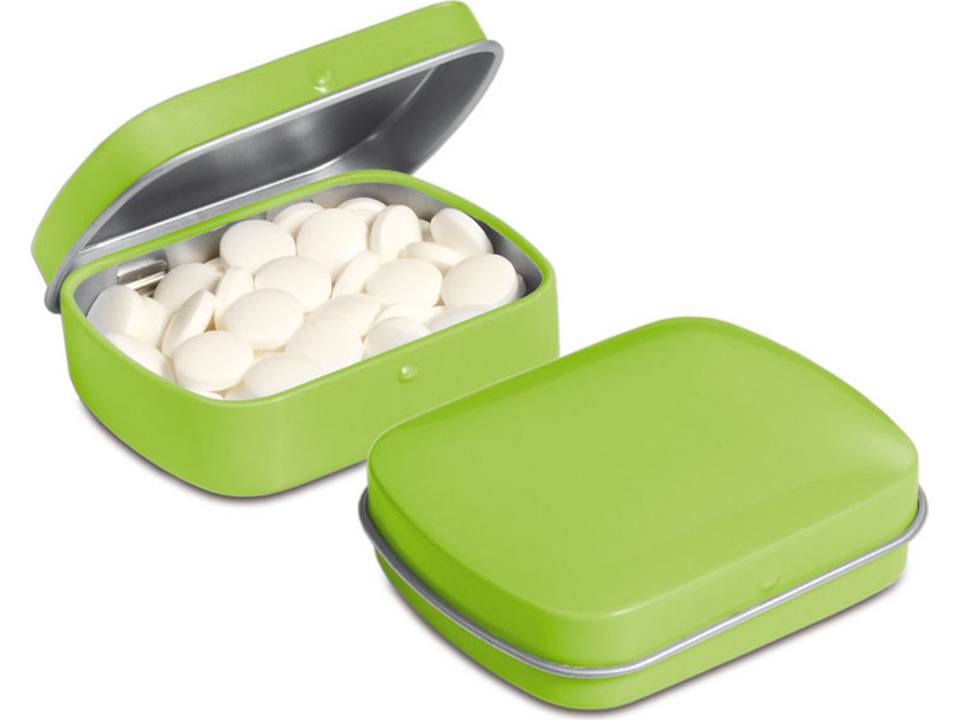 Klein scharnierblikje met mini pepermuntjes 14