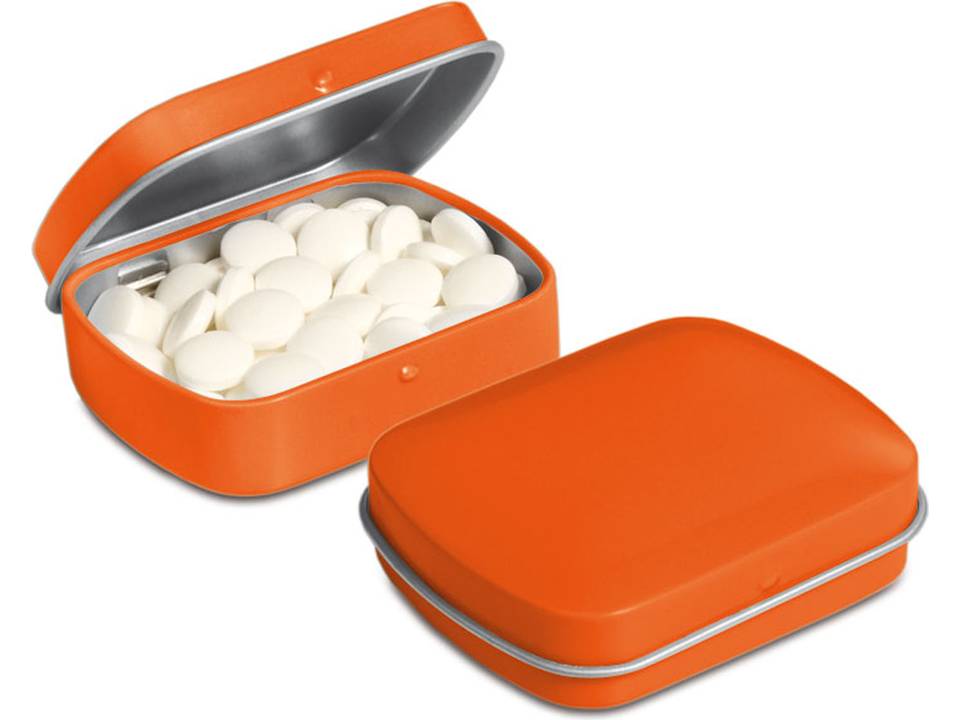 Klein scharnierblikje met mini pepermuntjes 15