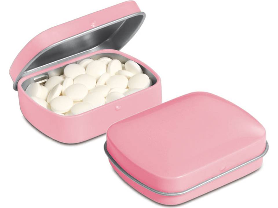 Klein scharnierblikje met mini pepermuntjes 19