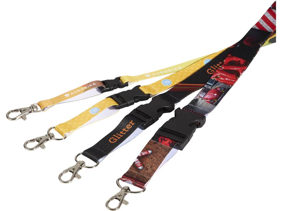 Lanyard met 1 zijde sublimatie voorzien van haak, buckle en veiligheidssluiting 1
