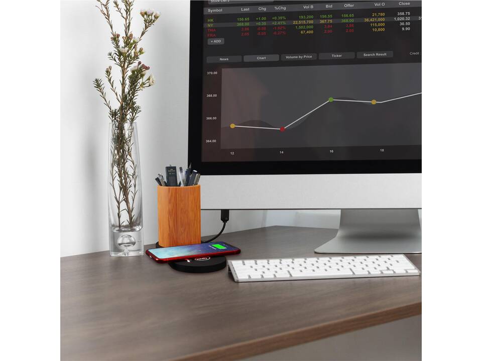 SCX draadloos oplaadstation met oplichtend logo en potloodhouder 8