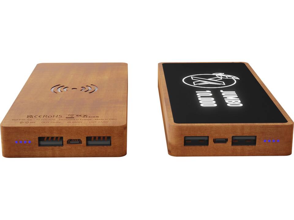 SCX.design P46 houten powerbank van 10.000 mAh voor draadloos opladen 5