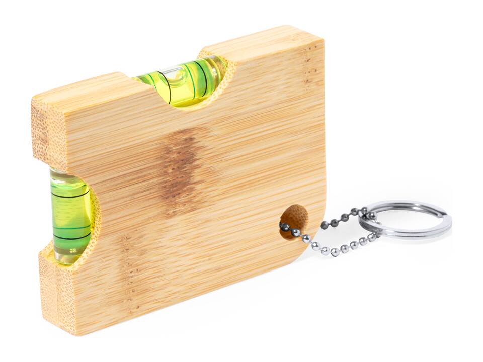 Bamboe sleutelhanger met flesopener en waterpas 3