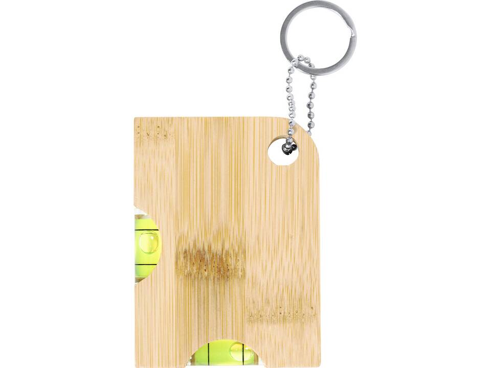 Bamboe sleutelhanger met flesopener en waterpas 5