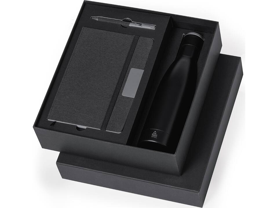 Eco geschenkset met notitieboek, balpen en drinkfles 6