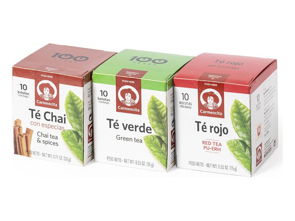 3 doosjes groene thee, rode thee en Chai thee 2