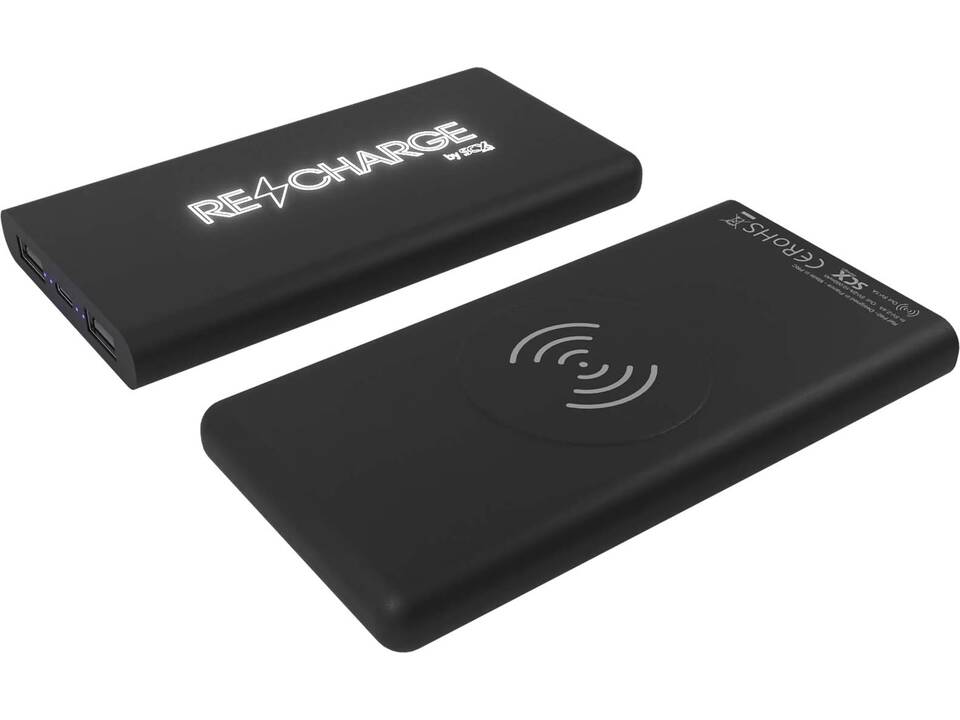 SCX.design P40 10.000 mAh draadloze rubberen powerbank met oplichtende boodschap 2