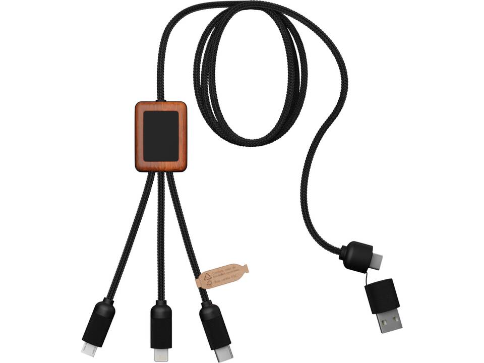 SCX.design C38 3-in-1 oplaadkabel van RPET met oplichtend logo en vierkante houten behuizing 13