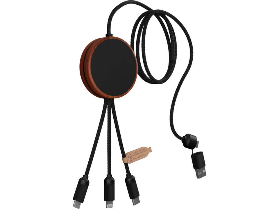 SCX.design C40 5-in-1 oplaadkabel van RPET met oplichtend logo en 10 W oplaadstation 4