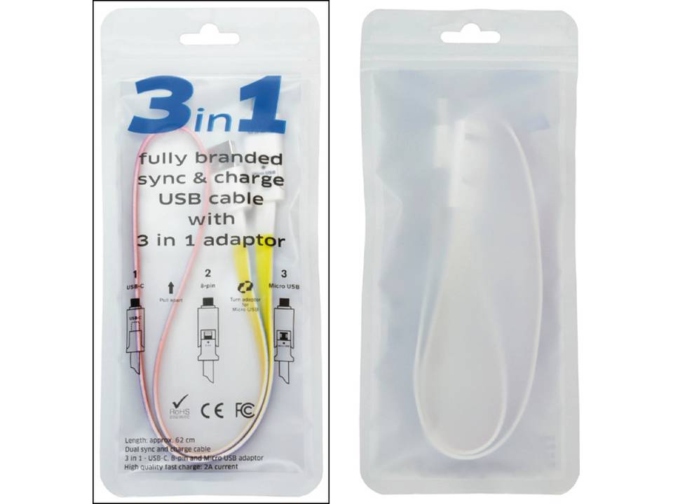 3 in 1 combi adaptor (USB-C, iPhone, Android) 2