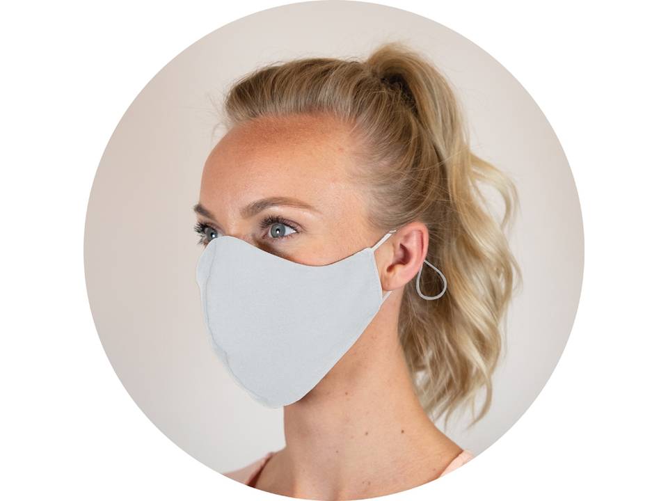 3-laags katoenen mondmasker met ruimte voor filter wit