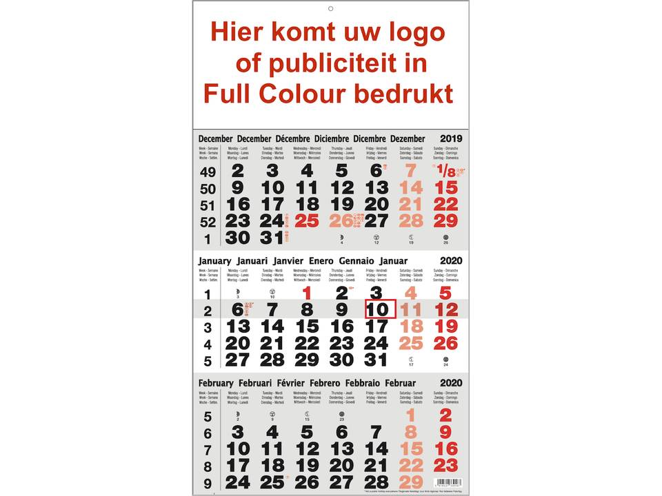 3-maandkalender Full colour bedrukt