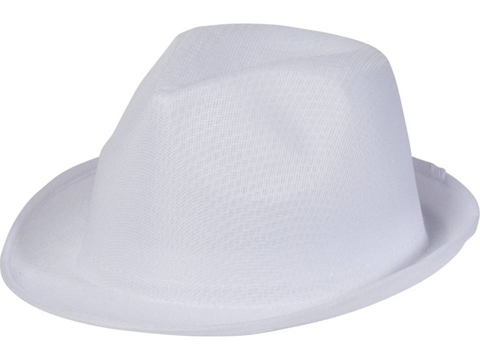 Witte Trilby hoed met gekleurd lint naar keuze 5